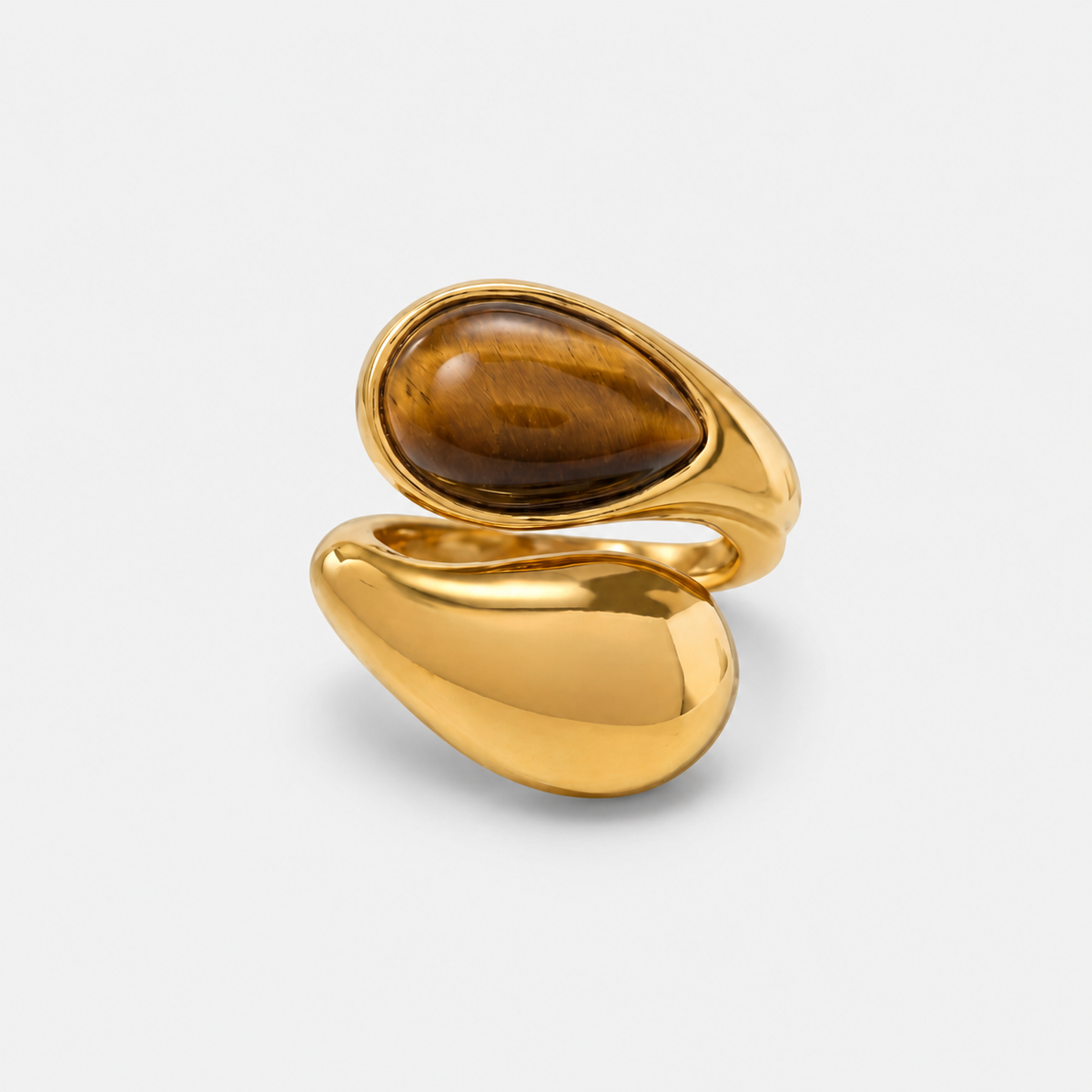HARLI RING - 18K GOLD TIGER EYE