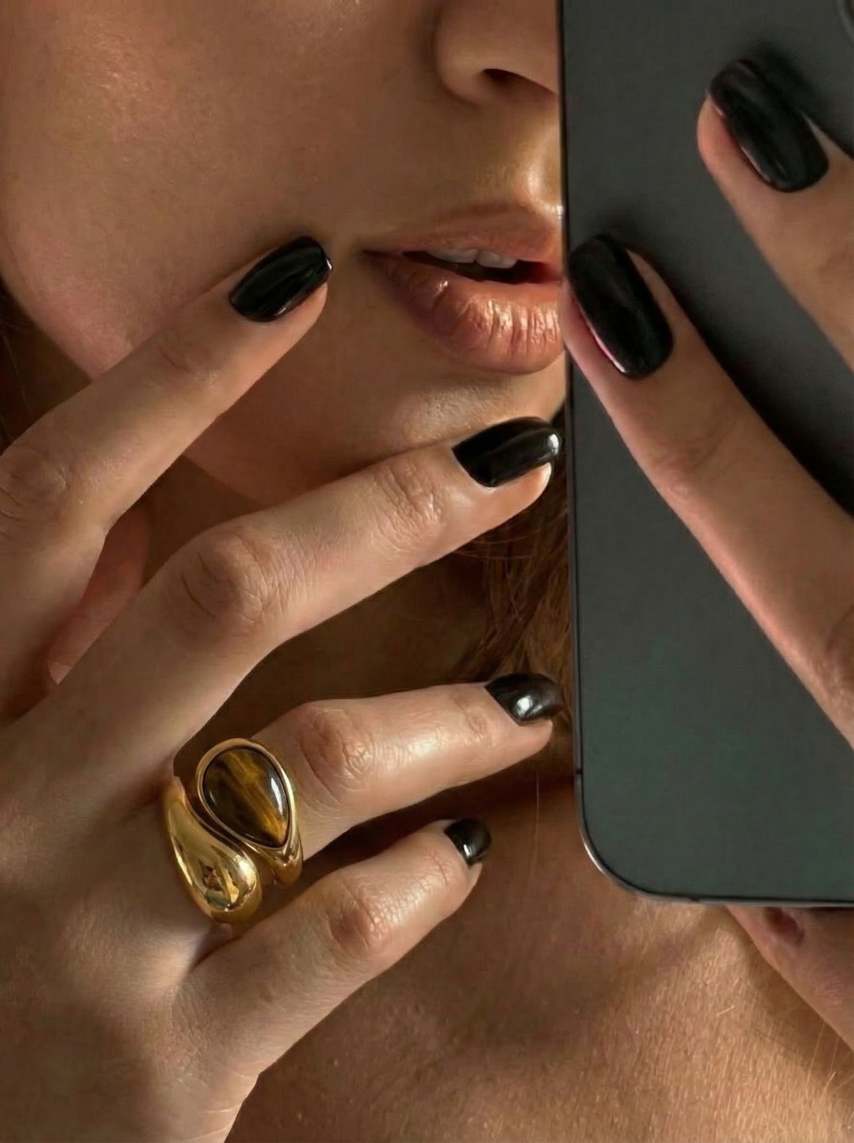 HARLI RING - 18K GOLD TIGER EYE